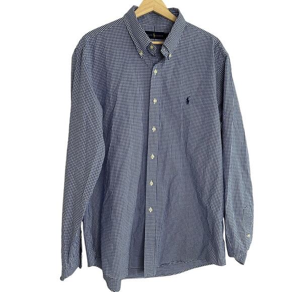Ralph Lauren Blue and White Checkerboad Button Down Shirt - Picture 1 of 4